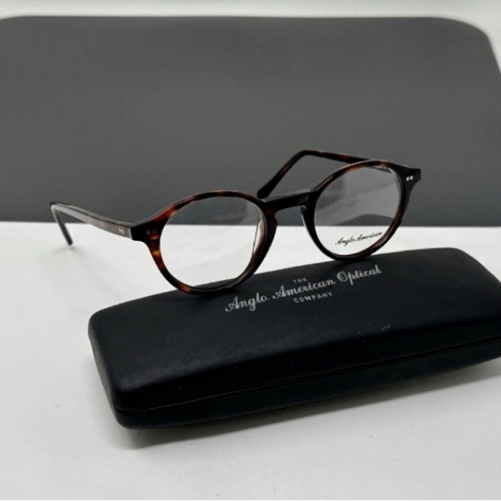 NWOT Anglo American Optical Mod 406 TO 47mm Dark Tortoise Frames, England 45-21